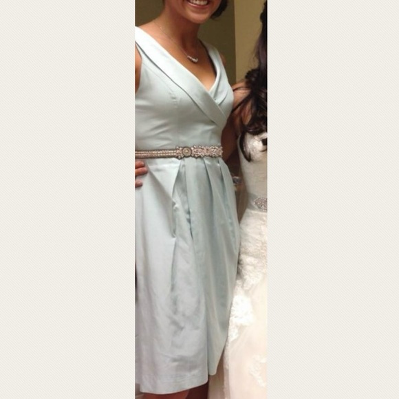 BHLDN x Anthropologie Feria 0 / XS Mint Green Silk Cotton V-Neck Formal Mini - Picture 11 of 11